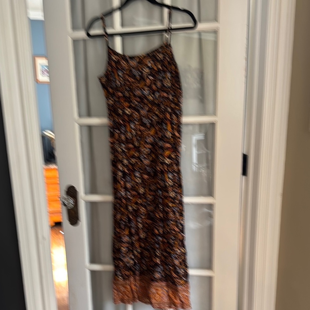 Elegant Brown Tan Asymmetrical Maxi Sundress